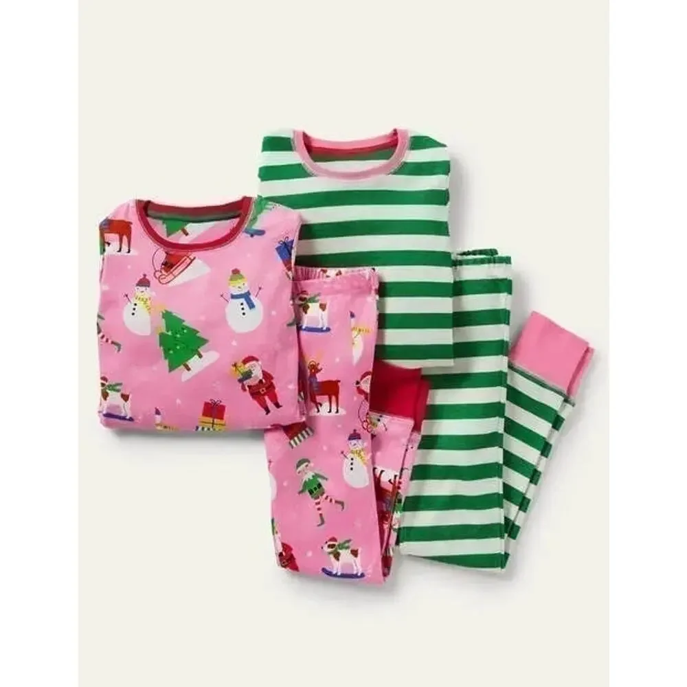 NWT❤️Mini Boden 2-Pack Assorted Two-Piece Fitted Pajamas sz8Y